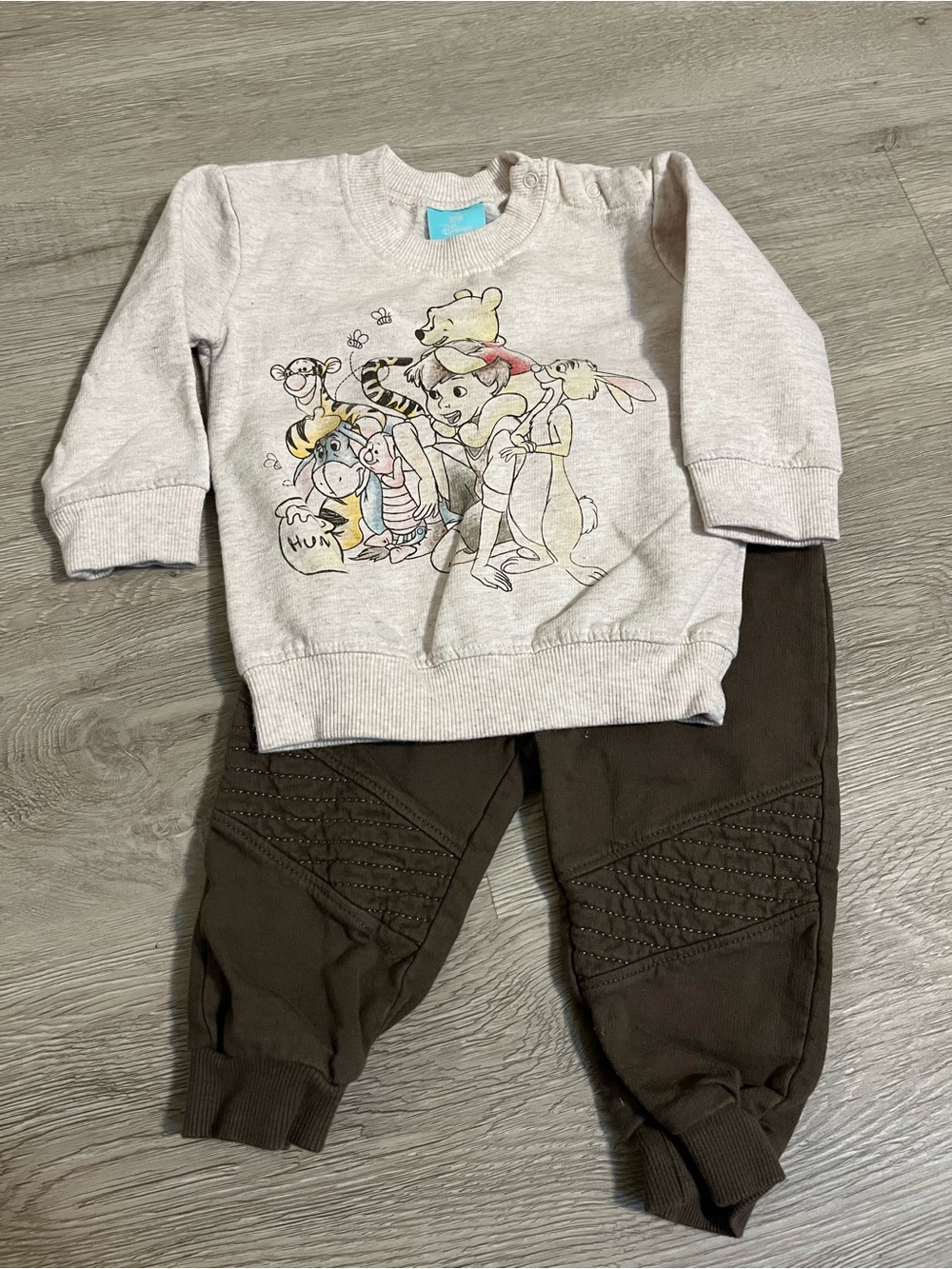 Disney Baby Cream Knit Long-Sleeve Romper with Subtle Character Accent